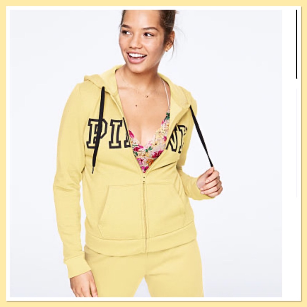 NWT VS PINK SUBTLE YELLOW PERFECT ZIP - Picture 2 of 3